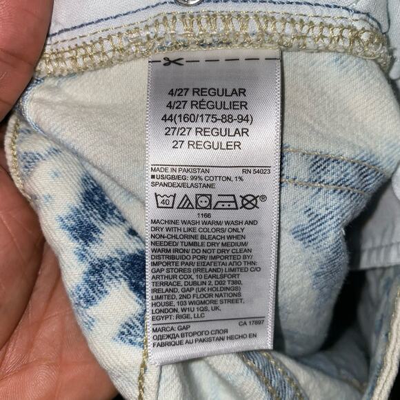 GAP Light Blue Acid Wash Boyfriend High Waist Straight Leg Denim Jeans 4/27 - Picture 7 of 7